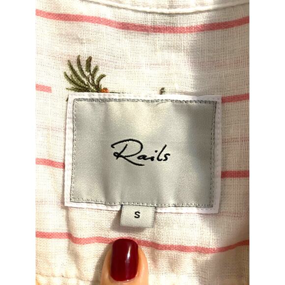 Rails Charli shirt Pink Palm Stripe Women's sz. S - Picture 5 of 12
